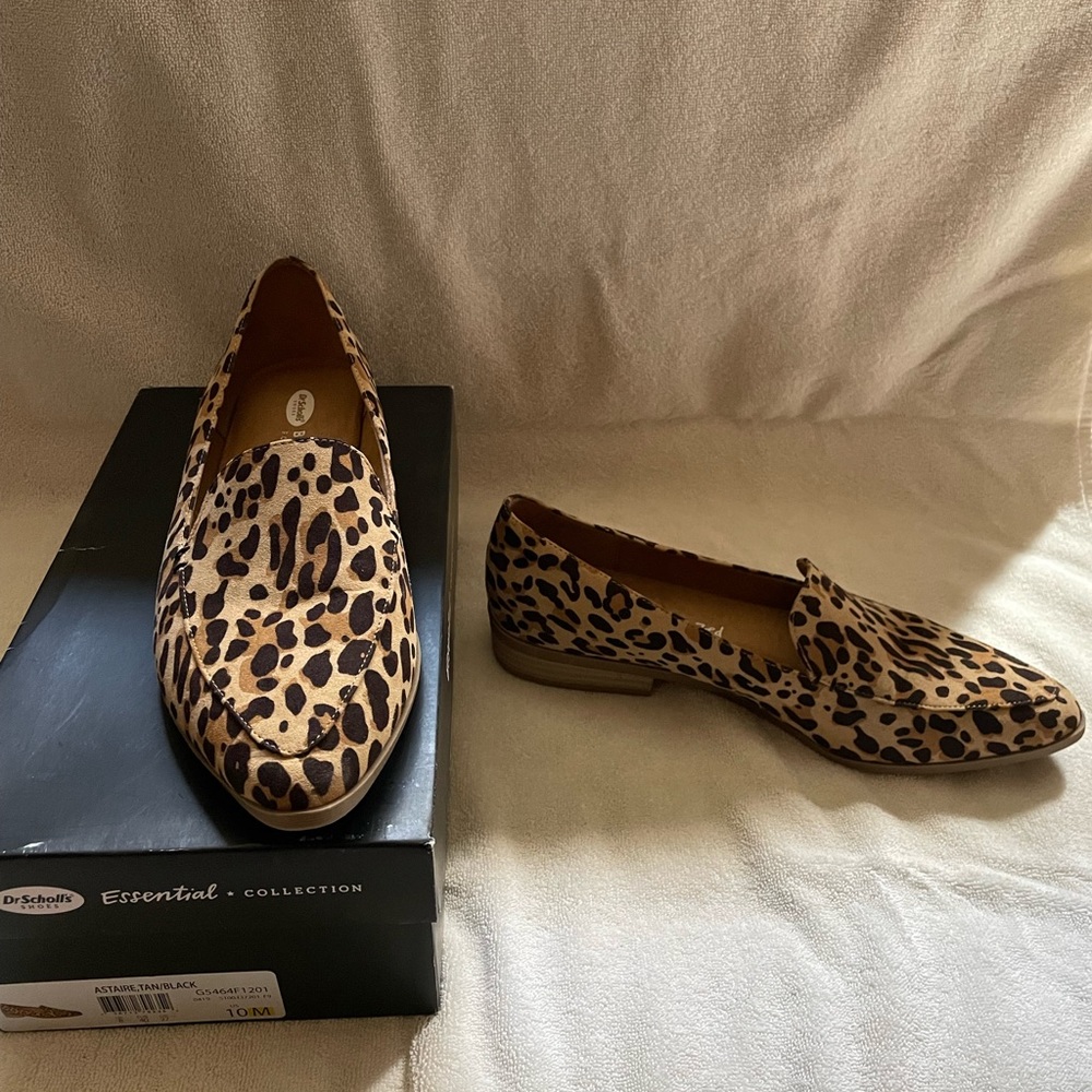 Barely worn, leopard patterned loafers
